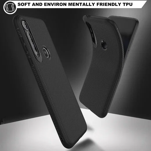 Motorola Moto G8 Play Twill Slim Texture Back Cover Zwart afbeelding 4