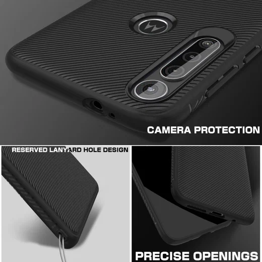 Motorola Moto G8 Play Twill Slim Texture Back Cover Zwart afbeelding 5