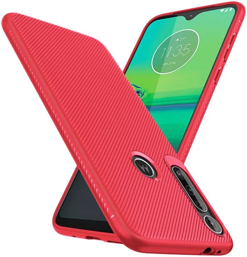 Motorola One Macro Twill Slim Texture Back Cover Rood afbeelding 1
