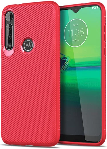 Motorola One Macro Twill Slim Texture Back Cover Rood afbeelding 2