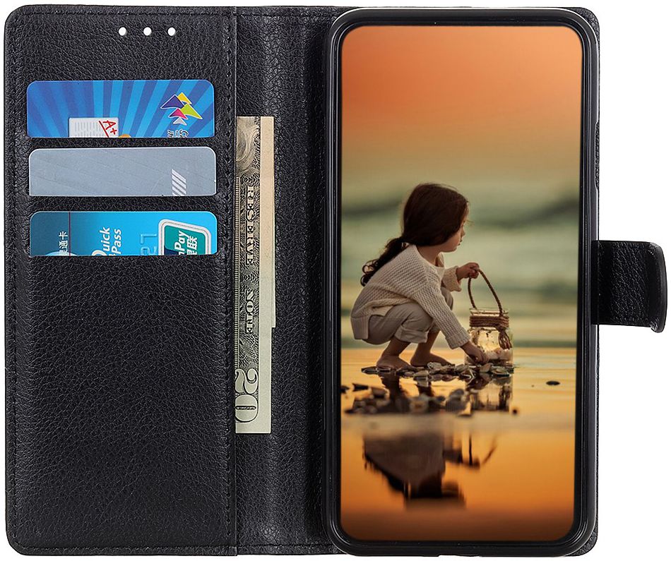 Xiaomi Redmi 8A Lychee Portemonnee Hoesje Zwart afbeelding 1