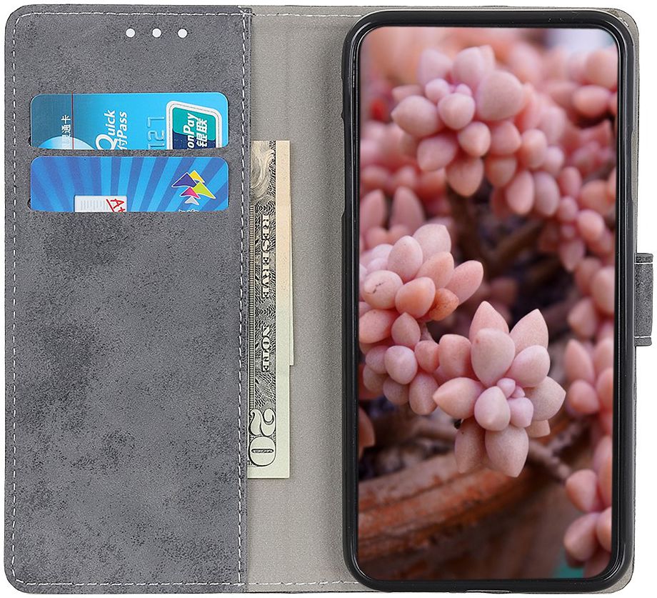 Xiaomi Redmi 8A Vintage Portemonnee Stand Hoesje Grijs afbeelding 2