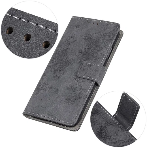 Xiaomi Redmi 8A Vintage Portemonnee Stand Hoesje Grijs afbeelding 6