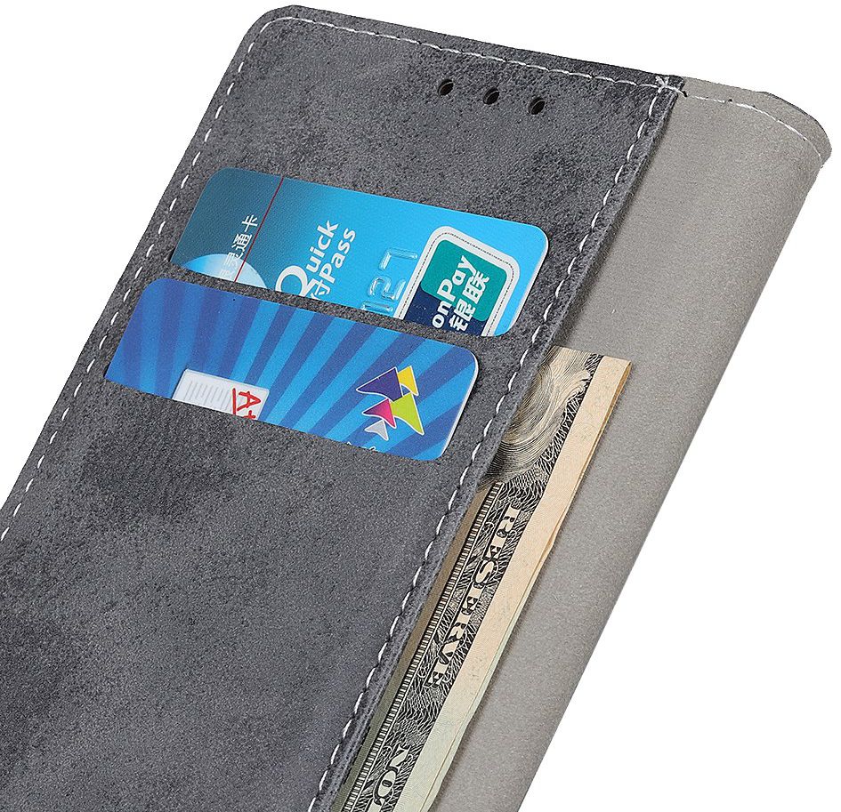 Xiaomi Redmi 8A Vintage Portemonnee Stand Hoesje Grijs afbeelding 7