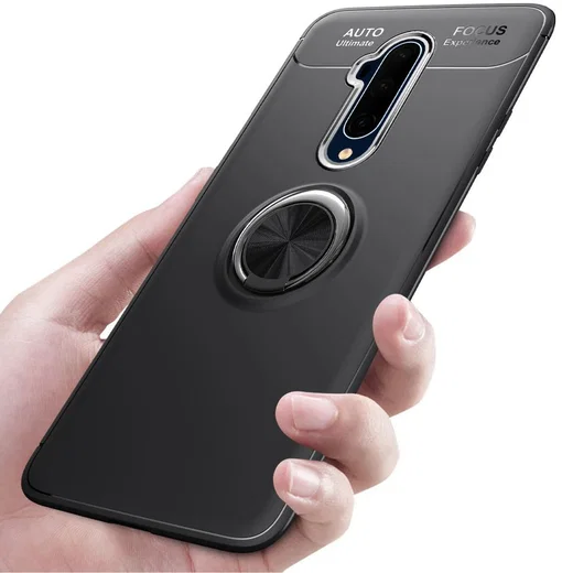 OnePlus 7T Pro Hoesje met Ring Kickstand Zwart afbeelding 6