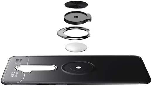 OnePlus 7T Pro Hoesje met Ring Kickstand Zwart afbeelding 9
