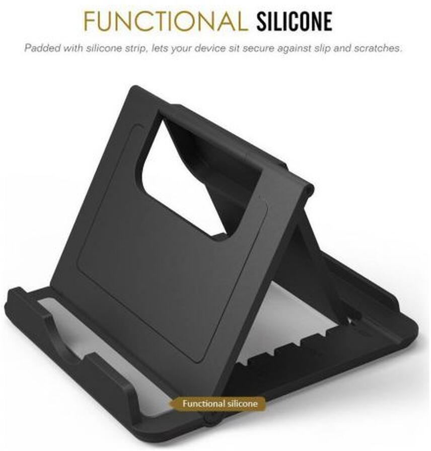 Universele Verstelbare Telefoon en Tablet Bureau Houder Zwart afbeelding 4