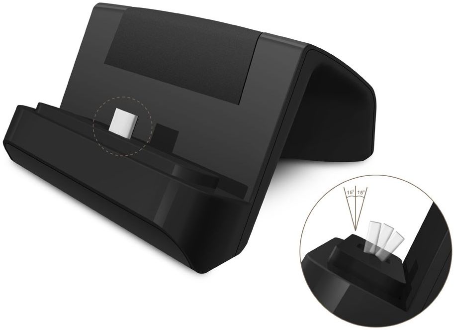 Universele USB-C Telefoonhouder met Kabel Zwart afbeelding 2