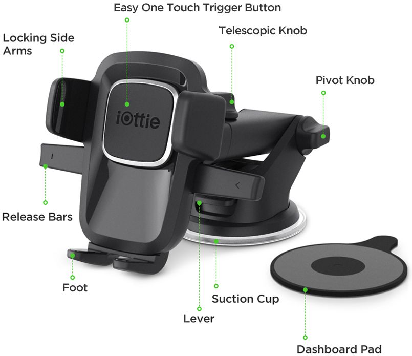 iOttie Easy One Touch 4 Verstelbare Autohouder Dashboard Zuignap Zwart afbeelding 9