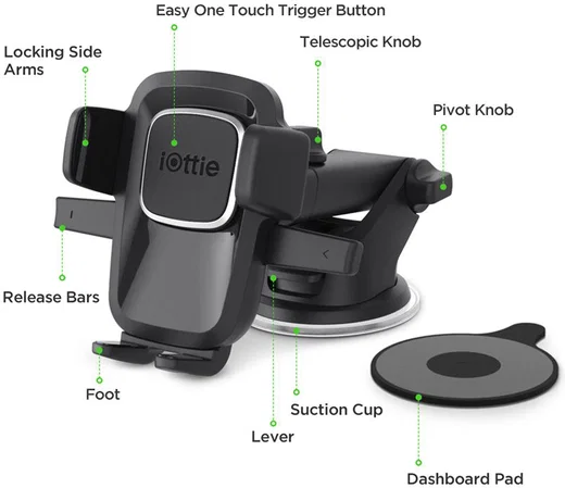 iOttie Easy One Touch 4 Verstelbare Autohouder Dashboard Zuignap Zwart afbeelding 9