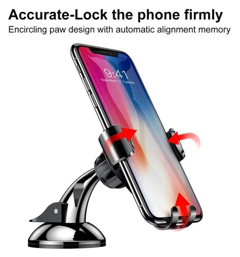 Baseus Gravity Dashboard Met Zuignap Verstelbare Telefoonhouder Zilver afbeelding 9