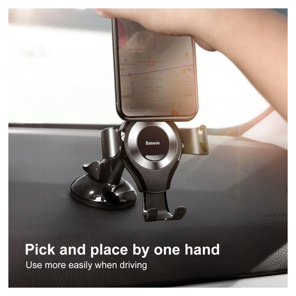 Baseus Gravity Dashboard Met Zuignap Verstelbare Telefoonhouder Zilver afbeelding 12