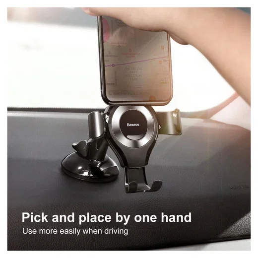 Baseus Gravity Dashboard Met Zuignap Verstelbare Telefoonhouder Zilver afbeelding 12