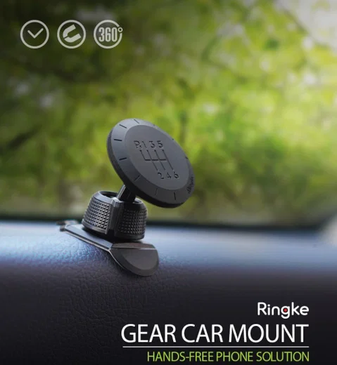 Ringke Gear Car Mount Dashboard Telefoonhouder Met Zuignap Zwart afbeelding 2