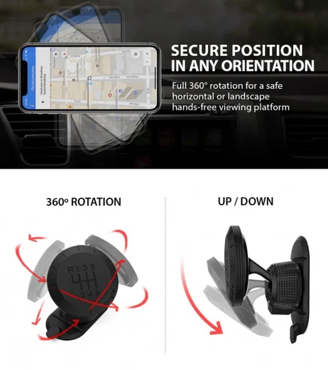 Ringke Gear Car Mount Dashboard Telefoonhouder Met Zuignap Zwart afbeelding 6