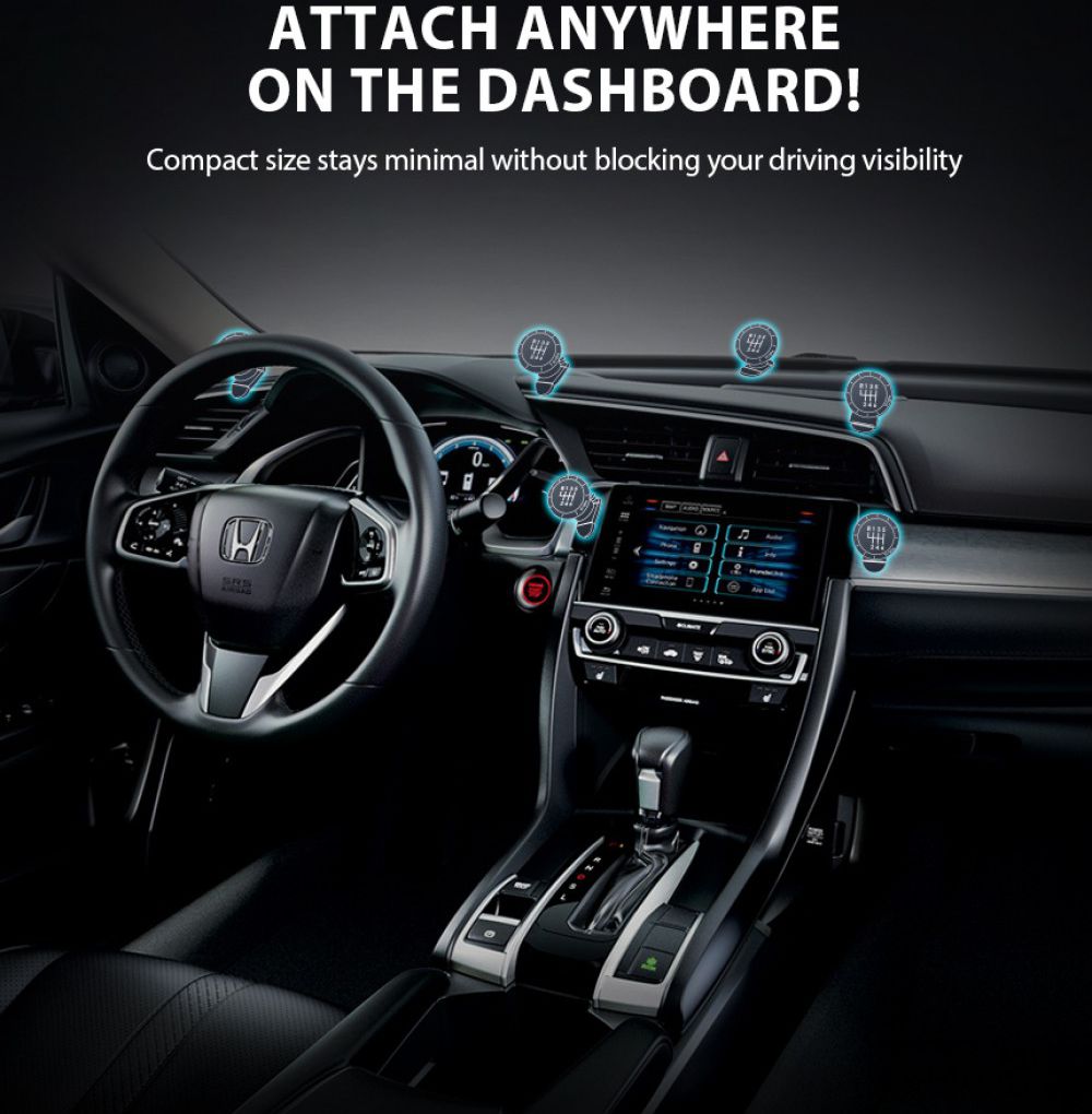 Ringke Gear Car Mount Dashboard Telefoonhouder Met Zuignap Zwart afbeelding 8