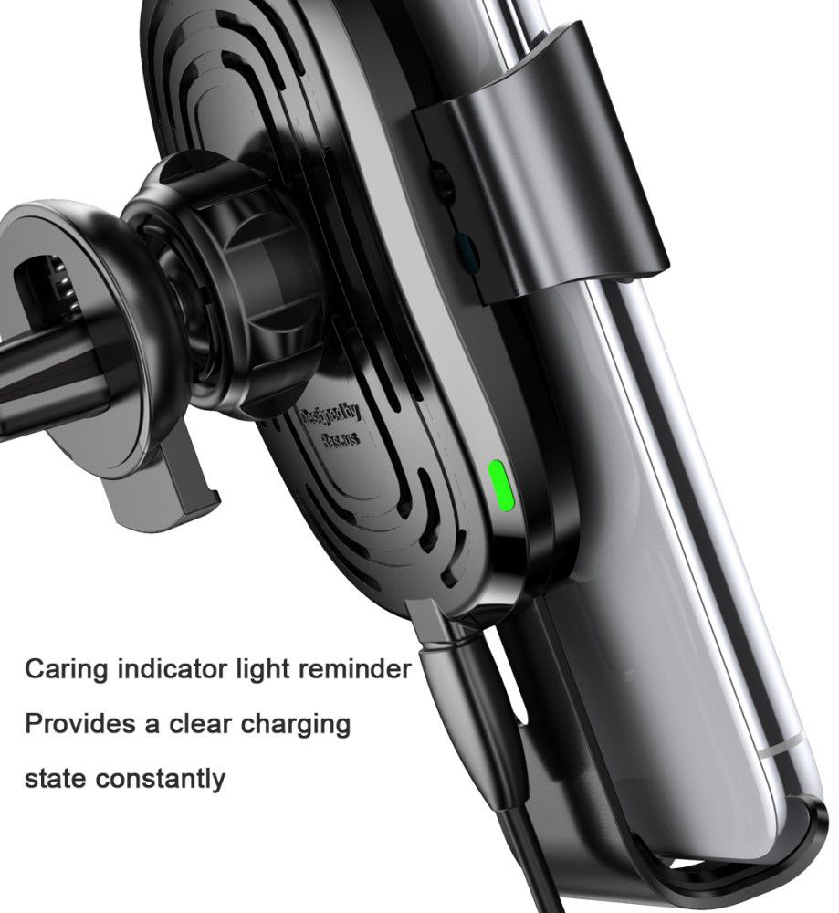 Baseus Gravity Ventilatie Telefoonhouder met Draadloos Opladen Zwart afbeelding 8