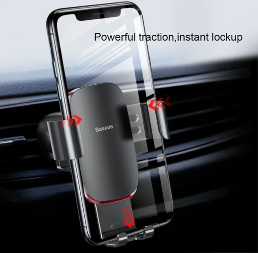 Baseus Metal Age Gravity Ventilatierooster Telefoonhouder Zwart afbeelding 9