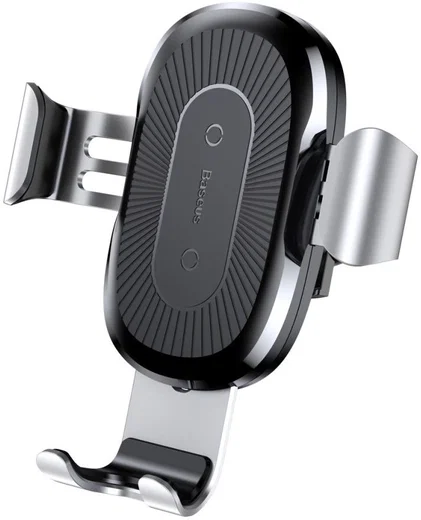Baseus Gravity Ventilatie Telefoonhouder met Draadloos Opladen Zilver afbeelding 2