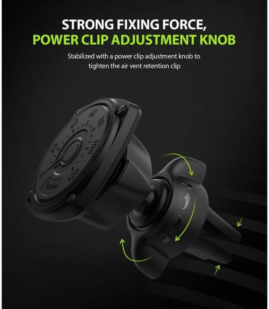 Ringke Power Clip Car Mount Ventilatierooster Telefoonhouder Zwart afbeelding 7