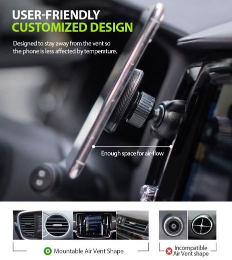 Ringke Power Clip Car Mount Ventilatierooster Telefoonhouder Zwart afbeelding 4