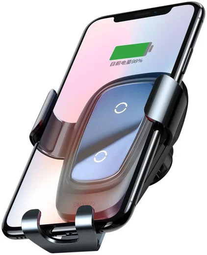 Baseus Metal Gravity Ventilatie Telefoonhouder Draadloos Laden Zwart afbeelding 1