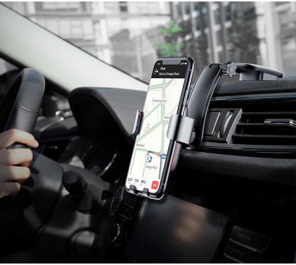 Baseus Metal Age Gravity Smartphonehouder Dashboard Auto Grijs afbeelding 2