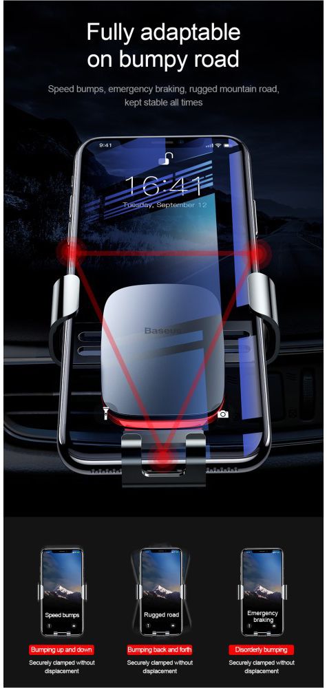 Baseus Metal Age Gravity Smartphonehouder Dashboard Auto Grijs afbeelding 20