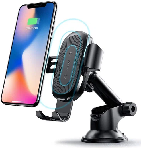 Baseus Gravity Telefoonhouder met Zuignap Draadloos Opladen Zwart afbeelding 1