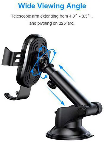Baseus Gravity Telefoonhouder met Zuignap Draadloos Opladen Zwart afbeelding 2