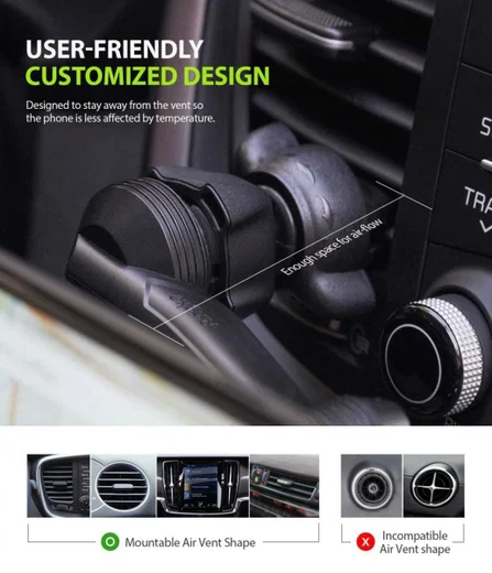 Ringke Power Clip Wing Ventilatie Telefoonhouder Car Mount Zwart afbeelding 4