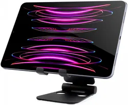 Universele Verstelbare Aluminium Houder Smartphone en Tablet Zwart afbeelding