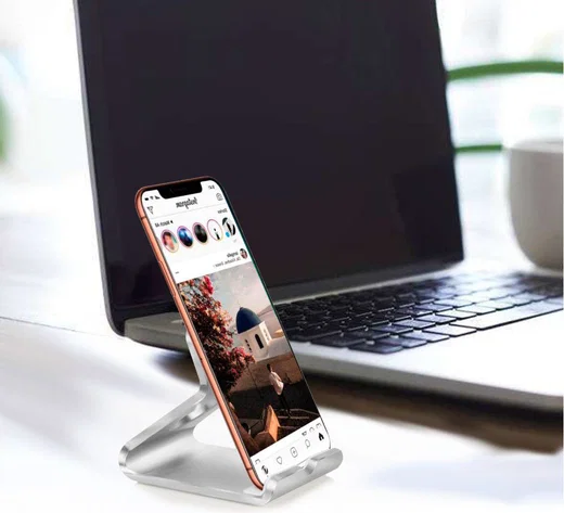 Universele Bureau Telefoon en Tablet Houder Zilver afbeelding 7