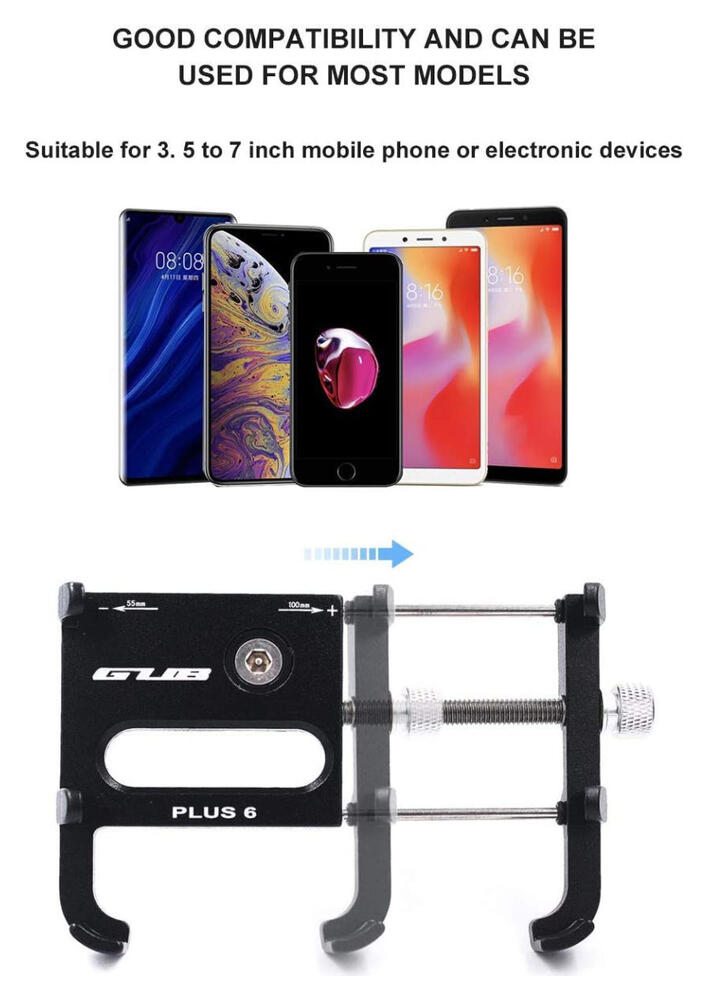 GUB Plus 6 Universele Aluminium Telefoonhouder voor Fietsen Zwart afbeelding 5