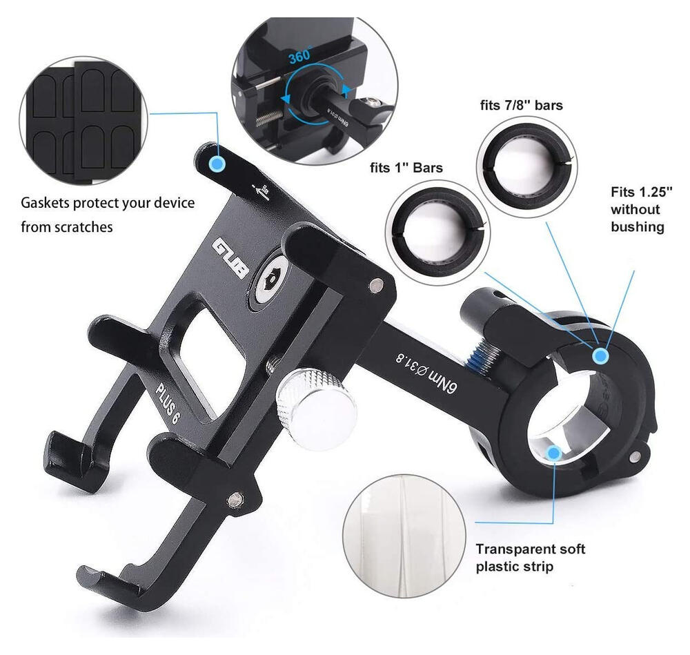 GUB Plus 6 Universele Aluminium Telefoonhouder voor Fietsen Zwart afbeelding 6