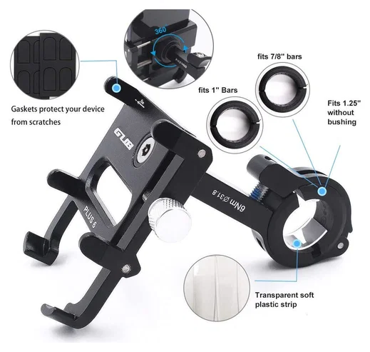 GUB Plus 6 Universele Aluminium Telefoonhouder voor Fietsen Zwart afbeelding 6
