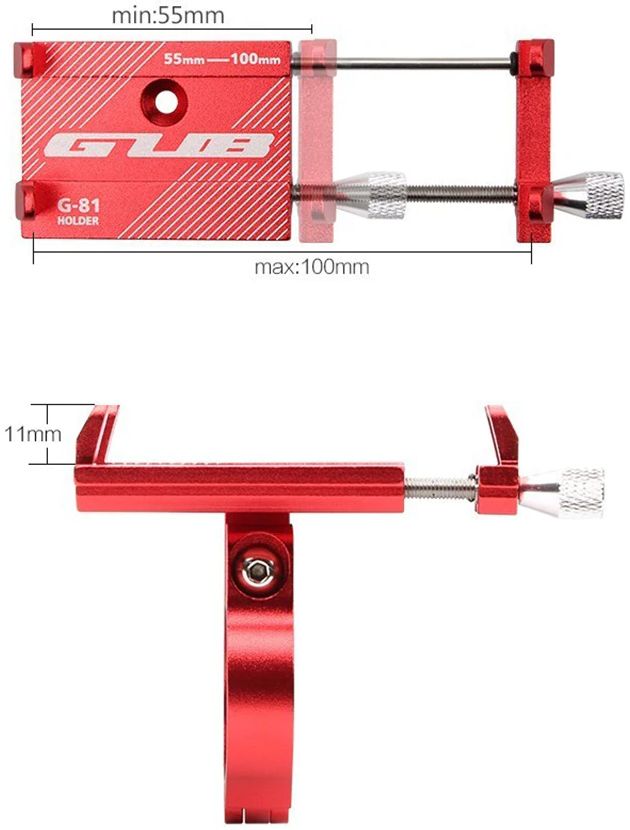 GUB G81 Universele Verstelbare Aluminium Telefoonhouder Fiets Rood afbeelding 3