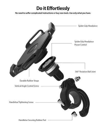 Ringke Spider Grip Universele Telefoonhouder Fiets / Mountainbike / E-Bike Zwart afbeelding 7