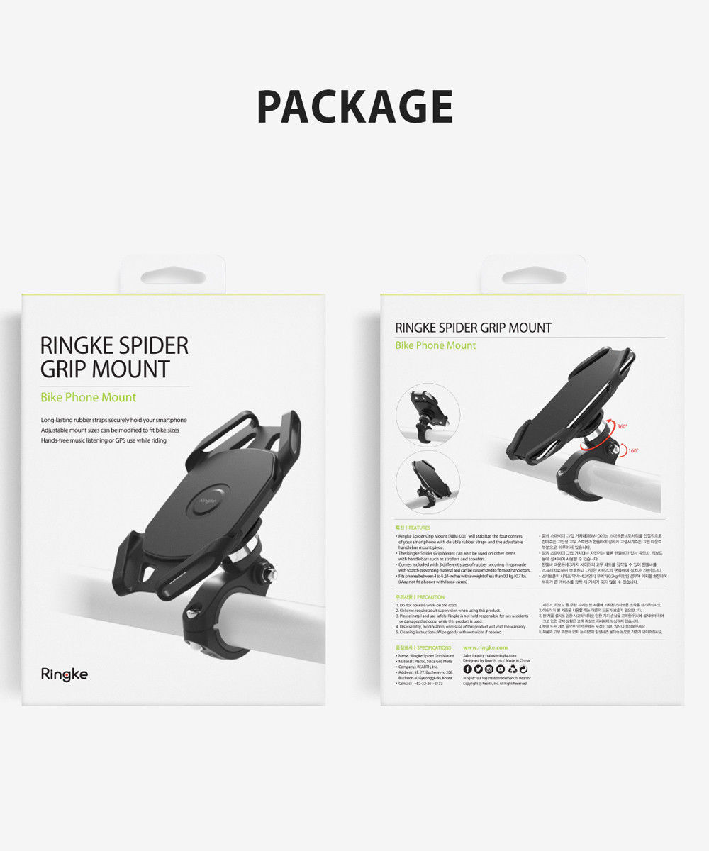 Ringke Spider Grip Universele Telefoonhouder Fiets / Mountainbike / E-Bike Zwart afbeelding 23