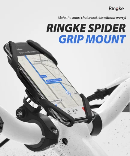 Ringke Spider Grip Universele Telefoonhouder Fiets / Mountainbike / E-Bike Zwart afbeelding 2