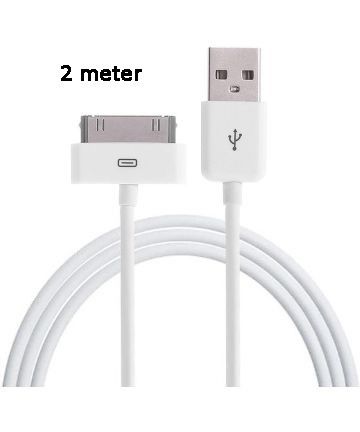 30-pins naar USB Kabel voor Apple iPhone 4 / 4s & iPad 4 / 3 / 2 2M Wit afbeelding 1