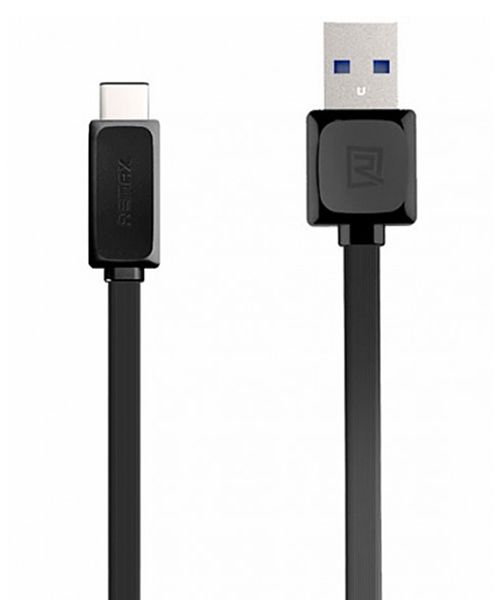 Remax Platte USB A naar USB C Kabel 1 Meter Zwart afbeelding 1