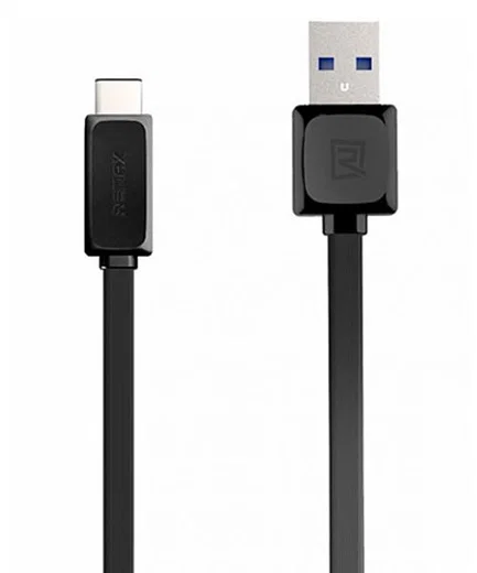 Remax Platte USB A naar USB C Kabel 1 Meter Zwart afbeelding 1