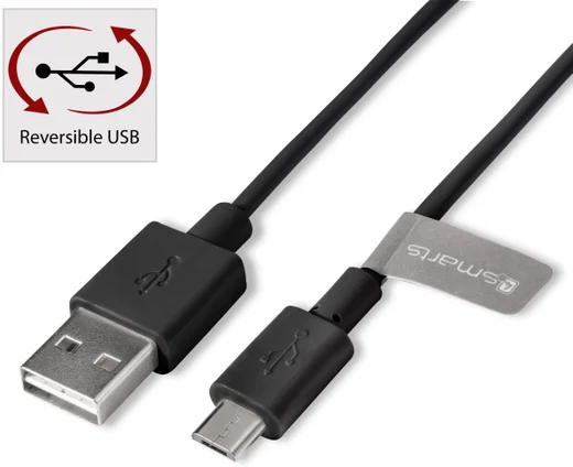4smarts BasicCord Micro USB kabel 1 meter Zwart afbeelding 1