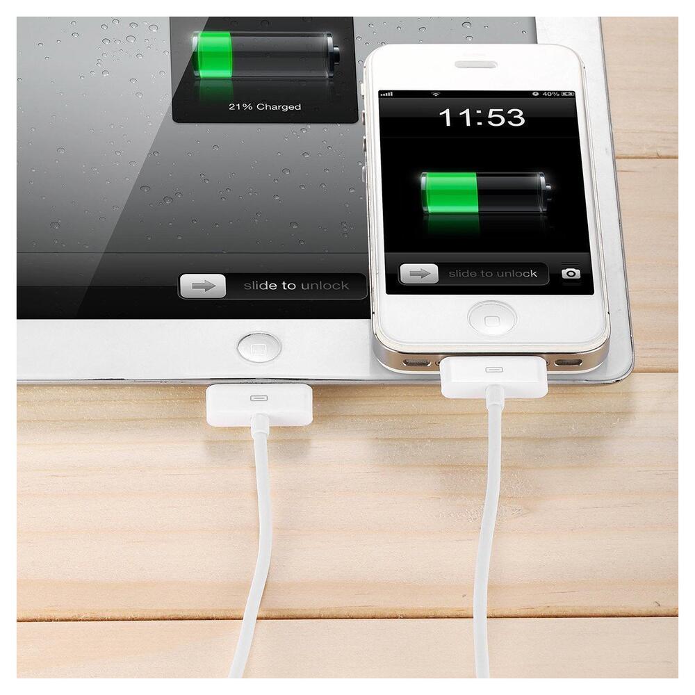 30-pins naar USB Kabel voor Apple iPhone 4 / 4s & iPad 4 / 3 / 2 1M Wit afbeelding 3
