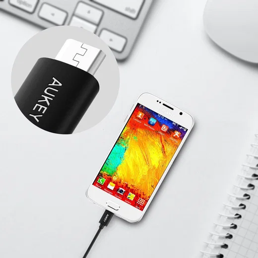 Aukey Premium Micro-USB Kabel 2 Meter Zwart afbeelding 6
