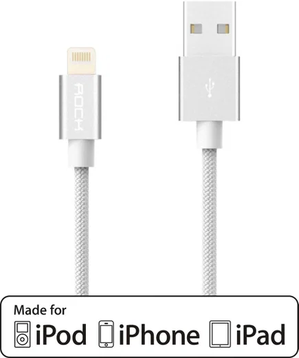 ROCK Apple Lightning Kabel 2.1A 30cm Wit afbeelding 1