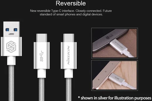 Nillkin Elite USB-C kabel 1 meter sterk nylon Grijs afbeelding 10