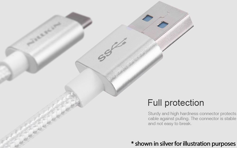 Nillkin Elite USB-C kabel 1 meter sterk nylon Grijs afbeelding 11
