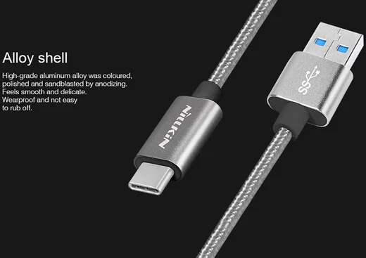 Nillkin Elite USB-C kabel 1 meter sterk nylon Grijs afbeelding 6